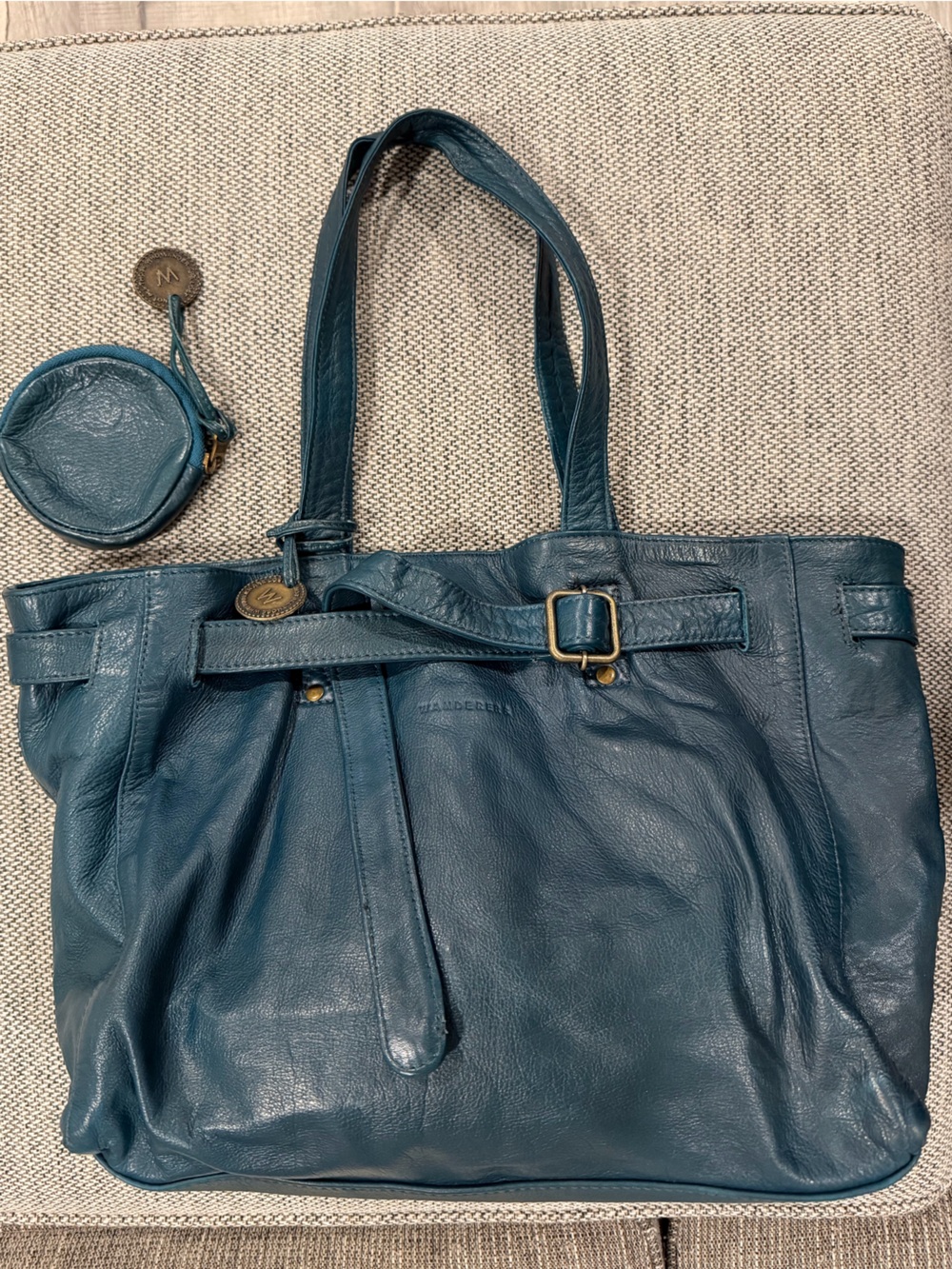 Wanderers Madrid Handbag Azzurra Leather Tote + Oslo Coin Pouch EUC